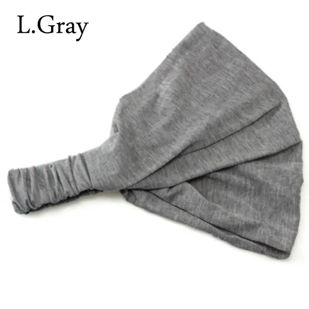 D-light grey HOOH 1 шт. Женская широкая спортивная йога Нескользящая повязка на голову растягивающаяся Бохо повязка на голову эластичная Тюрбан повязка на голову для занятия бегом повязка для волос аксессуары - Цвет: D-light grey