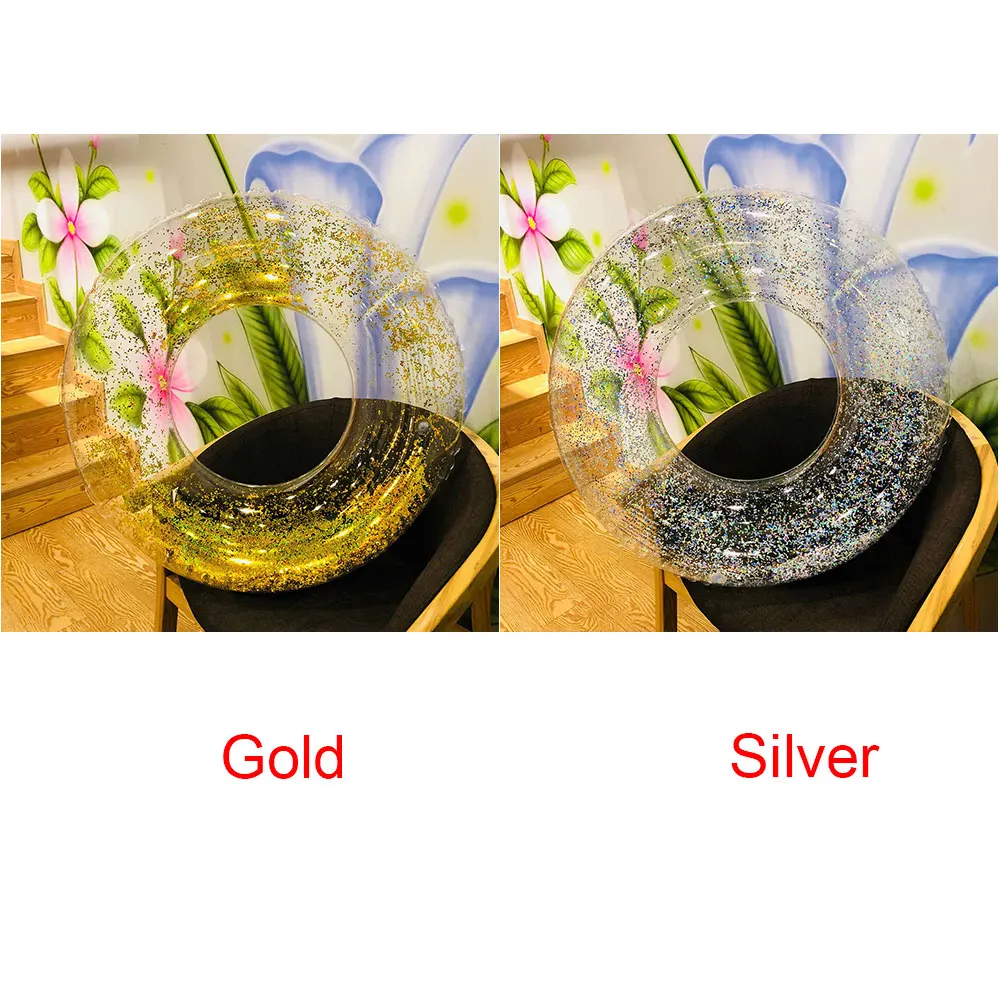 Adults Leak Proof PVC Swimming Ring Semi Transparent Wear Resistant Water Party Safe Floating Sequins Inflatable Lifebuoy | Спорт и