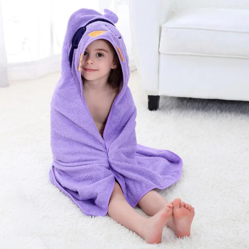 Purple Муслиновое детское Хлопковое полотенце для детей 90*90 см, полотенце с капюшоном для новорожденных, банное полотенце для детей с животными - Цвет: Purple