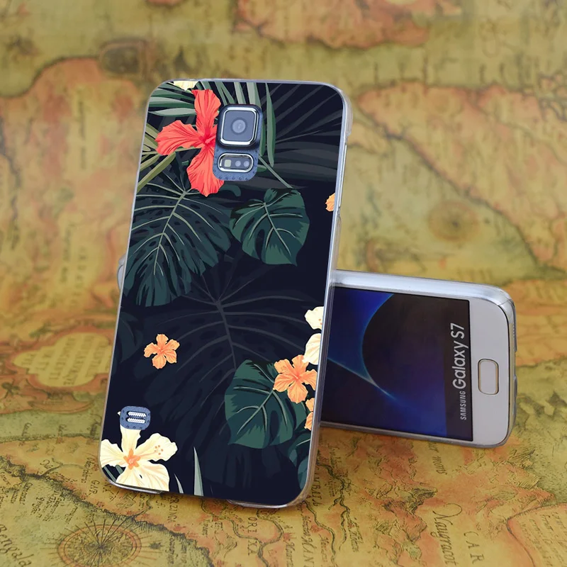E2961 Dark Tropical Flowers Transparent Hard PC Case Cover For Samsung Galaxy Note S 3 4 5 6 7 8 9 Mini Edge Plus |