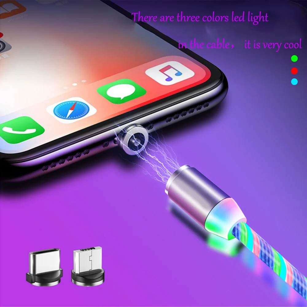 QF цветной стример Магнитный кабель Micro USB type C Быстрая зарядка Pin-8 строка данных