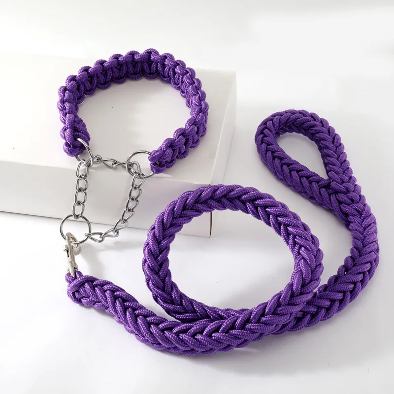 Purple Set Petshy 1,3 м большой поводки для питомцев, собак металлический P цепи пряжки Двухрядное выдвижной автоматический поводок для средние и большие собаки - Цвет: Purple Set