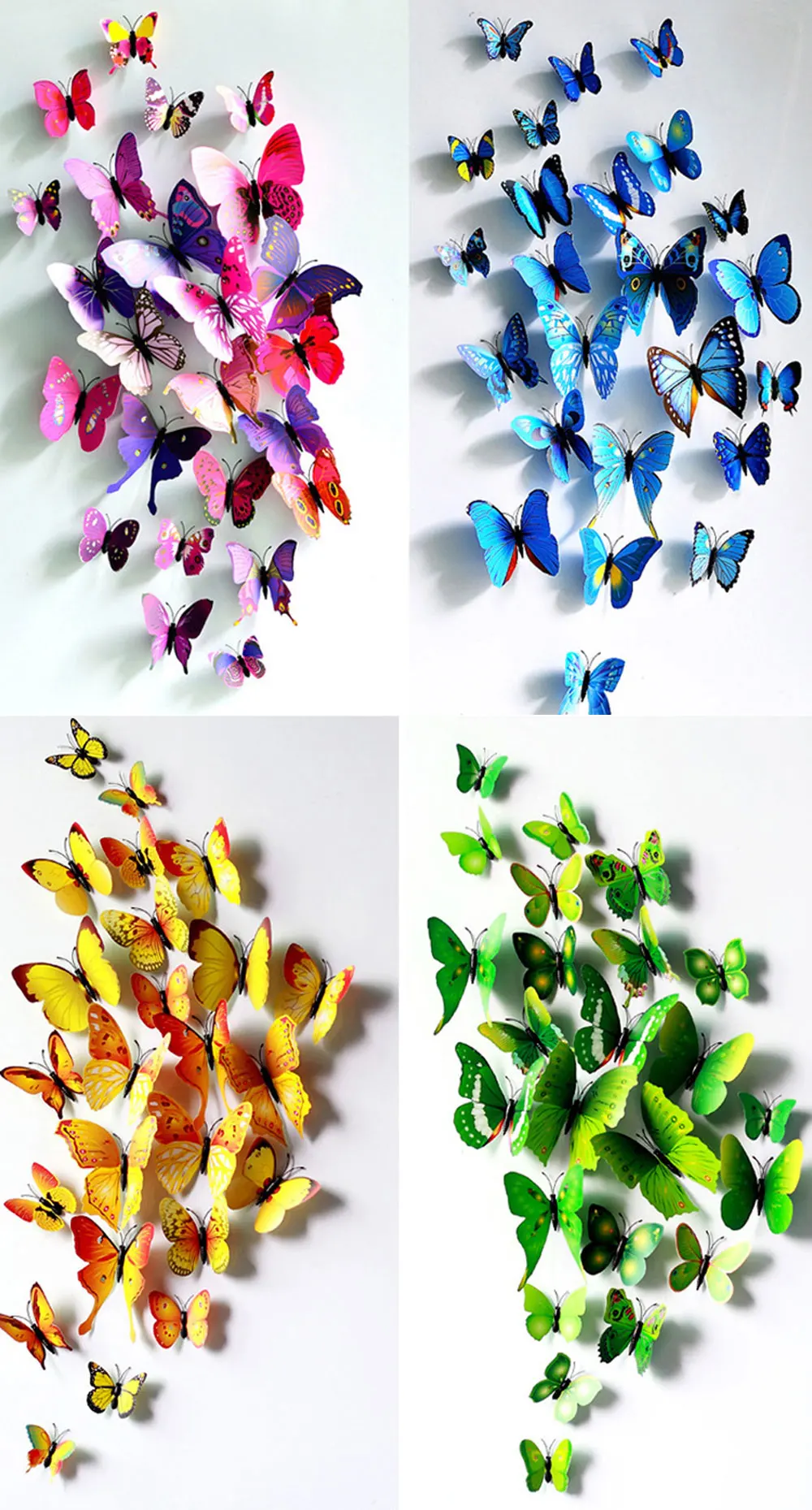 12PCS Wall Stickers Butterfly 3D Wallpaper PVC 3D House Decoration High Quality Wall Stickers 3D Wallpapers For Living Room