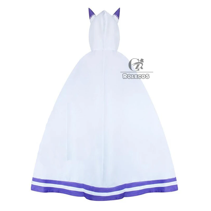 ROLECOS аниме Re Zero kara Hajimeru Isekai Seikatsu Emilia Косплей костюмы кошачьи уши плащ милый