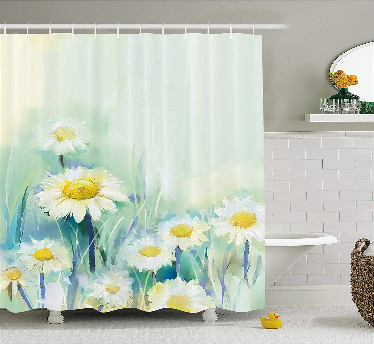 Акварельный цветок домашний декор занавеска для душа ромашки на траве Мать Земля
