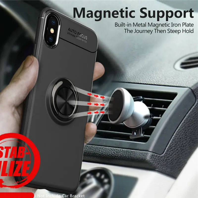 Роскошный чехол для телефона с вращающимся кольцом 360 iPhone 5 6 7 8 plus X Магнитная