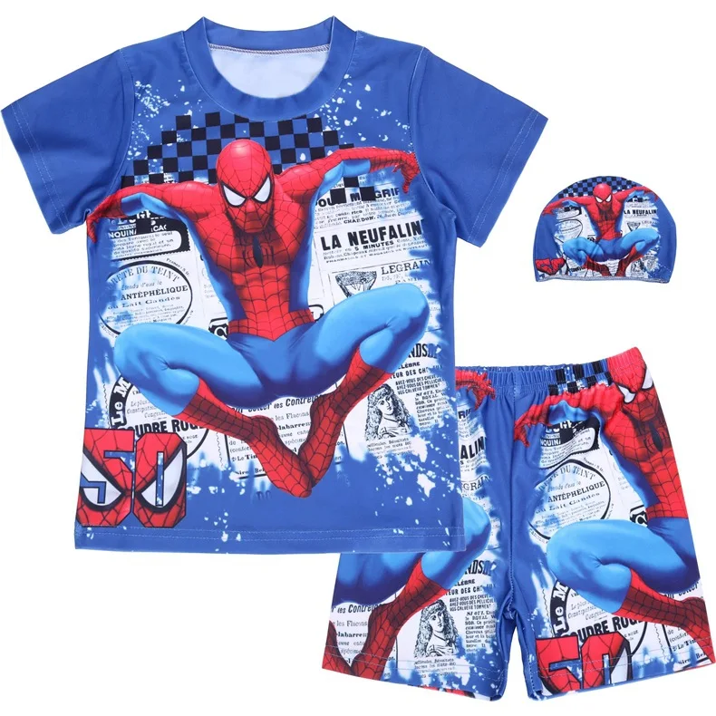 Children's Swimwear baby boy Spider-Man child quick-drying hot spring suit kid Toddler Beach Summer Swimsuit 3piece | Детская одежда