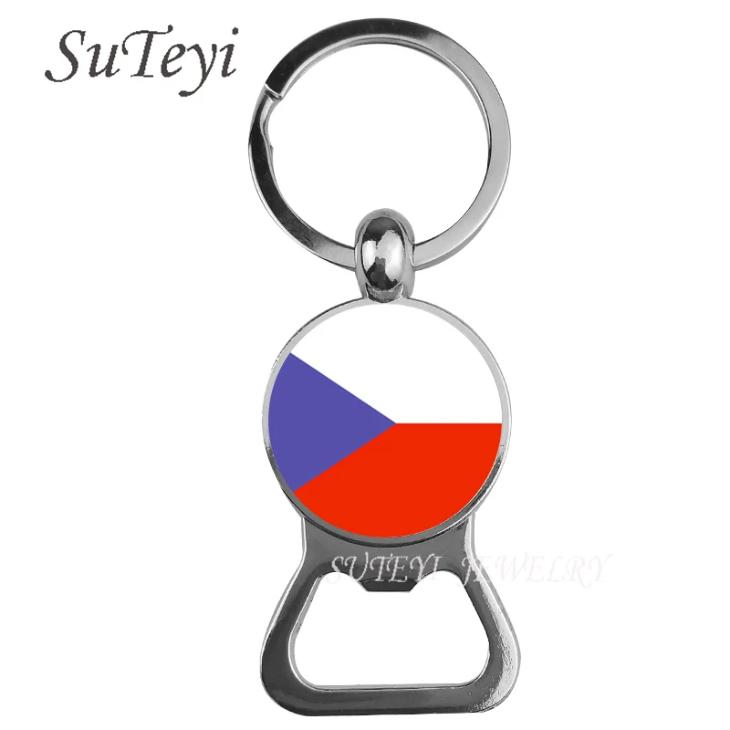 Очаровательная пивная бутылка openerKeychain Чешский/Хорватский/Латвийский флаг