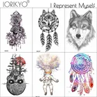 IORIKYO волк Dreamcatcer временная татуировка для женщин боди-арт астронавт водостойкие мужские татуировки ветка дерева череп тату наклейки