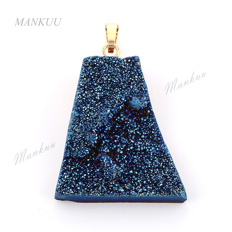 

DP132 2017 New Sale Titanium Druzy Pendant Necklace Charm Irregular Shape Gold Electroplating DIY Jewelry 4 Colors 28-43mm
