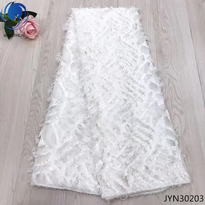 BEAUTIFICAL Королевский белый французский Тюль кружевная ткань 2018 Высокое качество 3d