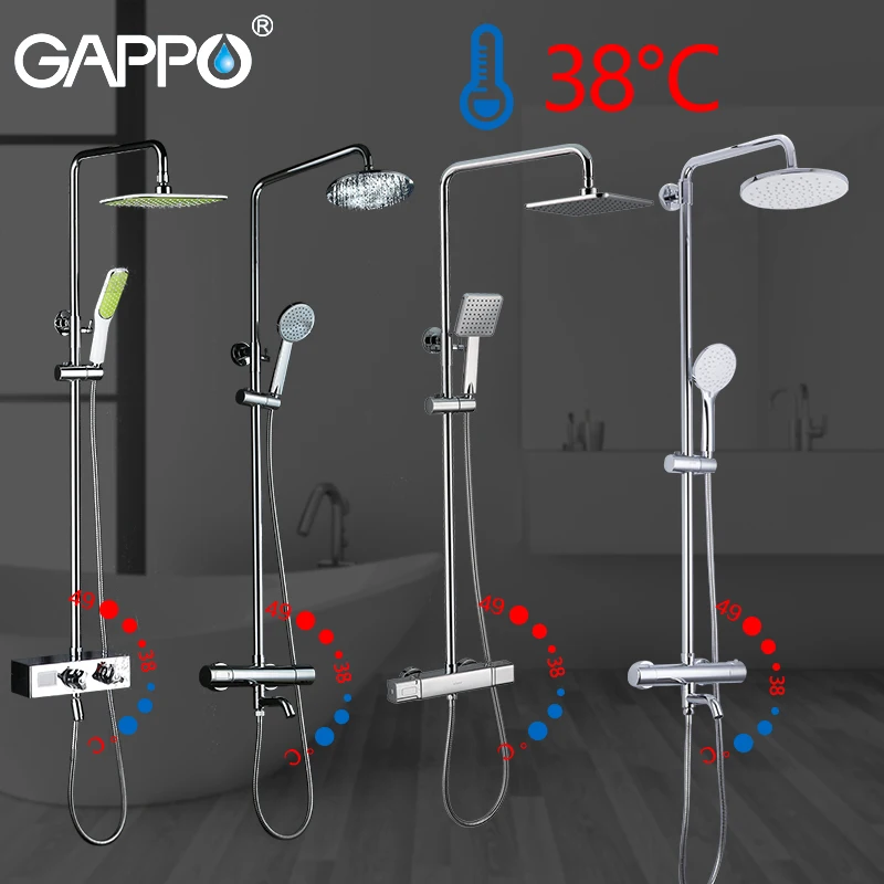 

GAPPO Shower System bathroom thermostatic shower faucet bath shower mixer tap set waterfall bathtub faucet rain shower head set
