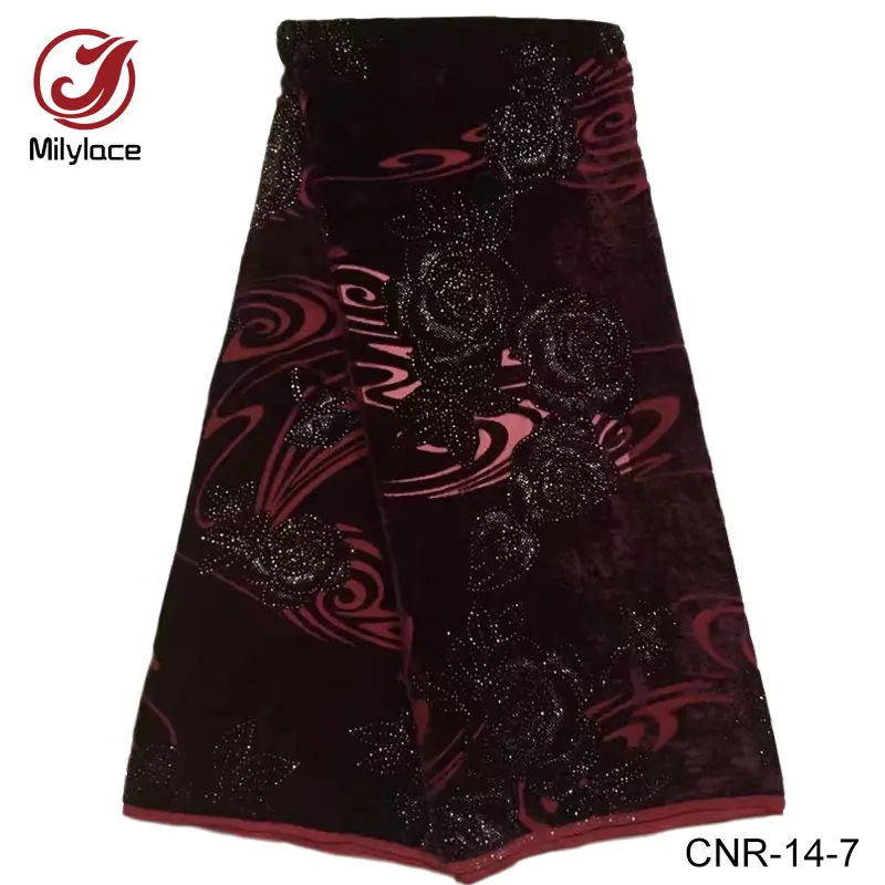 Хорошее качество африканская Бархатная Кружевная Ткань 5 ярдов