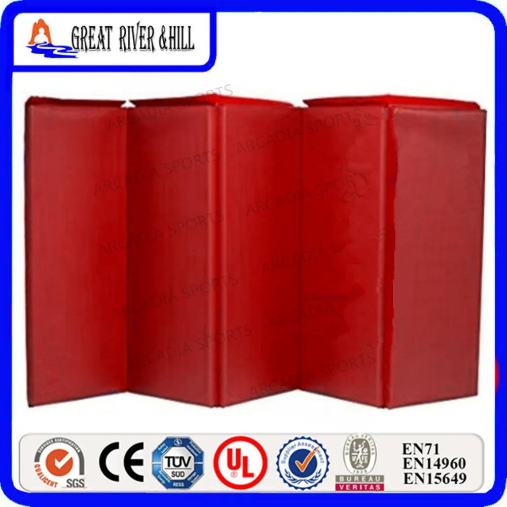 

wholesale pvc leather epe 4 folding tumbling exercise mat 2.4mx1.2mx3cm