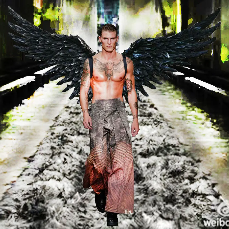 Косплей Бесплатная доставка Черный Большой крыло перо Т сценическая модель