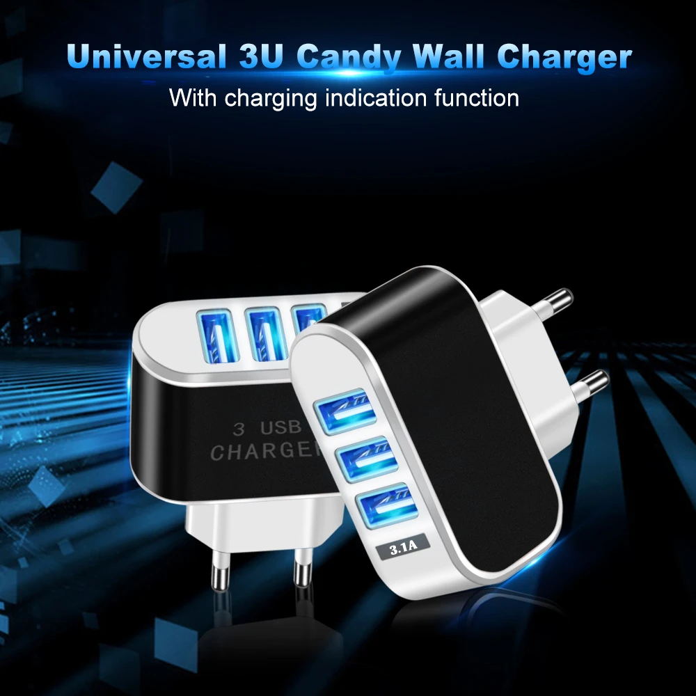 3 порта USB зарядное устройство для телефона дорожные настенные зарядные