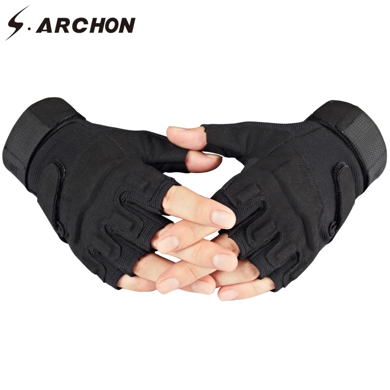 Перчатки S.ARCHON мужские тактические митенки без пальцев Нескользящие в стиле