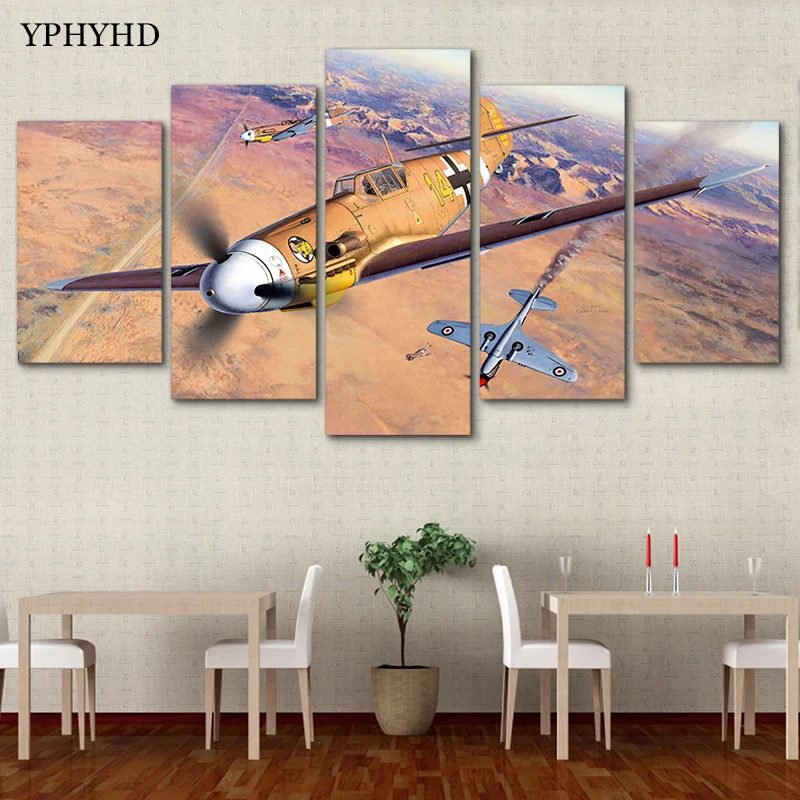 YPHYHD 5 шт. HD самолет винтажная Картина на холсте печатный плакат настенные