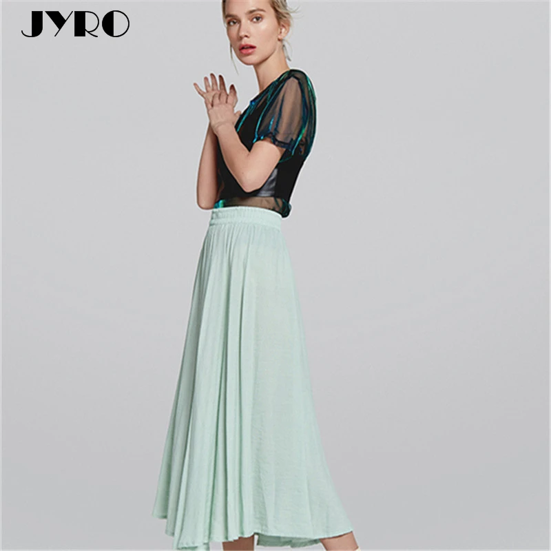 JYRO Мори Для женщин модные однотонные Цвет Повседневная юбка эластичный пояс