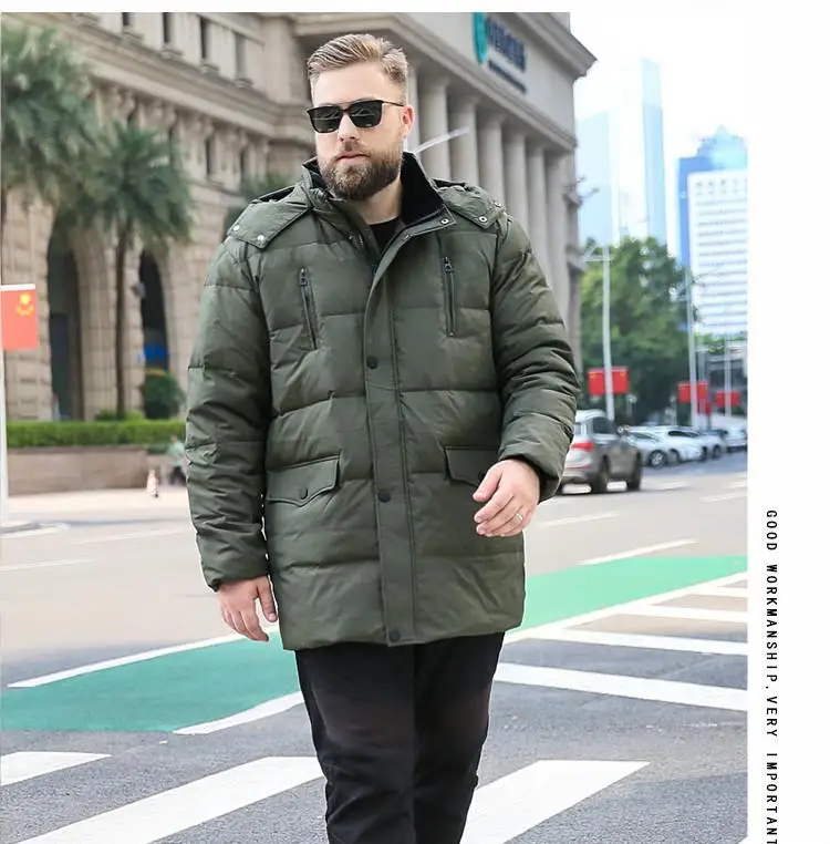 green 148WM Новое поступление, Модный высококачественный белый свободный повседневный мужской пуховик с капюшоном, Мужская Супер большая куртка, плюс размер, XL-11XL, 12XL, 13XL - Цвет: green 148WM