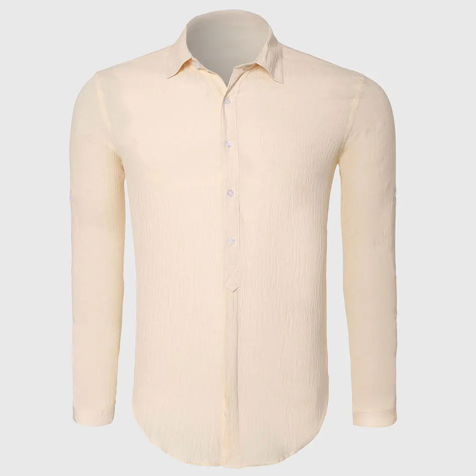 Beige Zecmos хлопковые льняные рубашки для мальчиков Человек летняя белая рубашка социальный джентльмен рубашки Для мужчин ультра тонкая Повседневная рубашка в британском стиле, детская одежда - Цвет: Beige