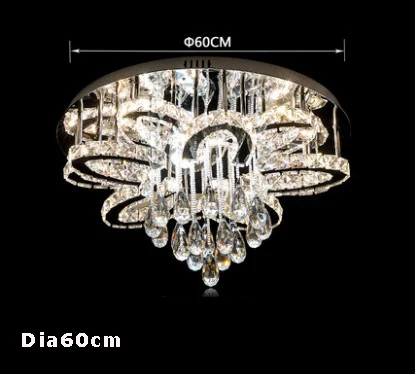 Dia60cm 75w Светодиодный, современный, хрустальный, из нержавеющей стали, Круглый, с регулируемой яркостью, RGB, люстра, освещение, Lamparas De Techo для фойе - Цвет абажура: Dia60cm 75w