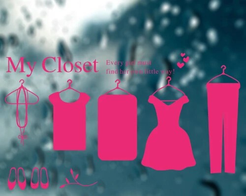 Наклейка на окно магазина женской одежды и девушки модное украшение рынке