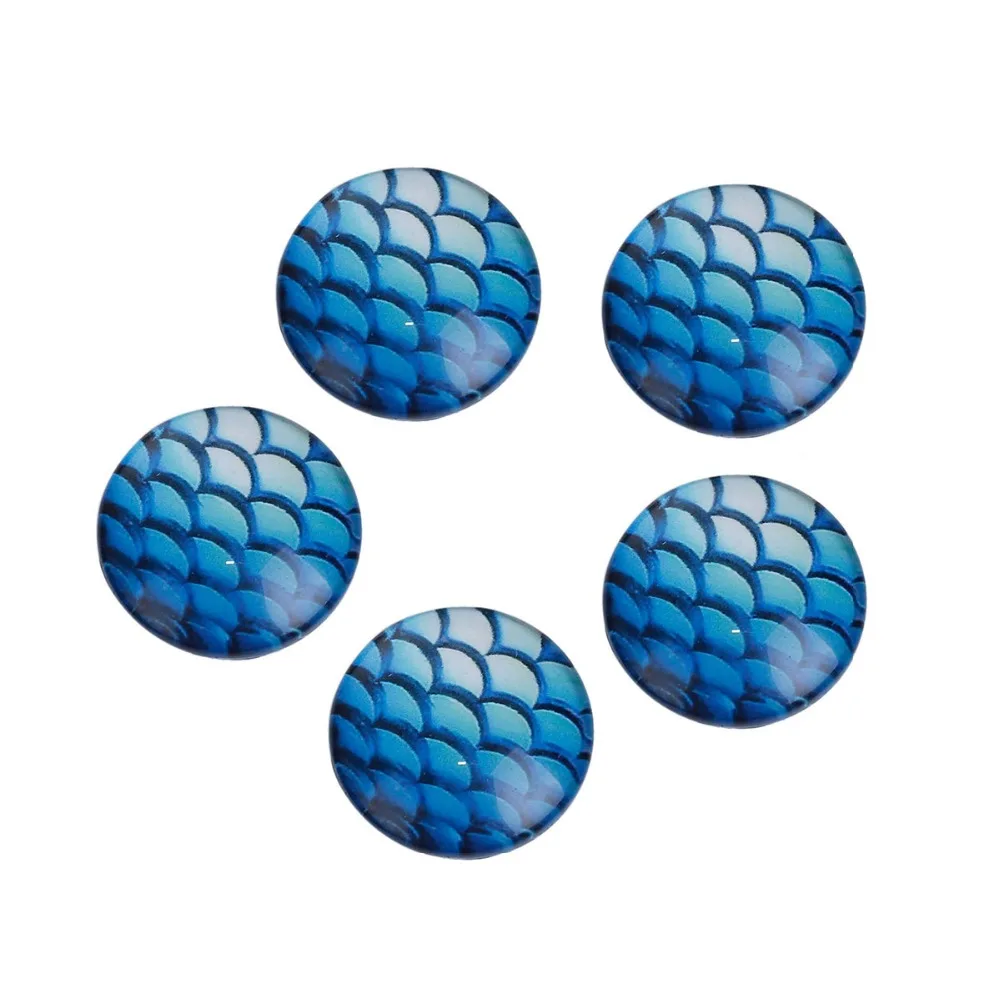 

Round glass patch Mermaid series Flake pattern Glass patch Fit 12mm tray Ring earring bracelet For woman DIY jewelry gift New