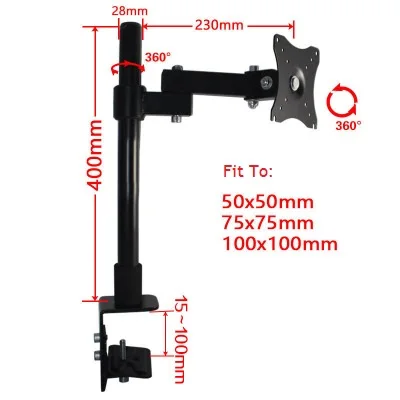 Clamp Arm H40cm Premintehdw Adjustable Tilting Swivel Arm Table Desk Mount 14-27" LCD LED Screen Monitor Bracket Holder Stand - Цвет: Clamp Arm H40cm