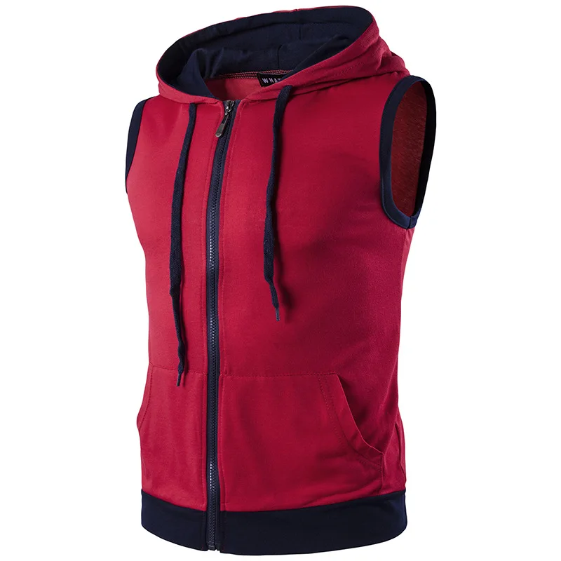 Мужской Повседневный Кардиган с капюшоном вязаный жилет без рукавов весна осень