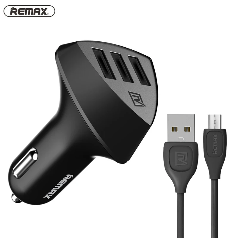 Remax 3 порта usb Автомобильное зарядное устройство 5V/4.2A быстрой зарядки с 2 м кабель