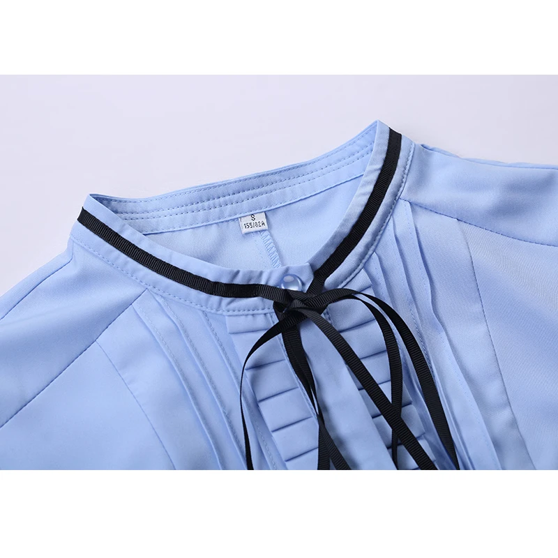 Блузка с бантом Женский Повседневный стиль элегантные модные тонкие Топы размер