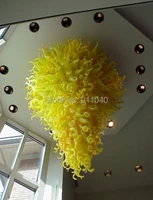 inspired large glass chandelier lighting high ceiling led light in lemon yellow for hotel
