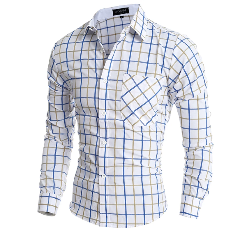 Мужская рубашка в клетку Облегающая размер XXL|dress shirt men|shirt slim fitmen plaid |