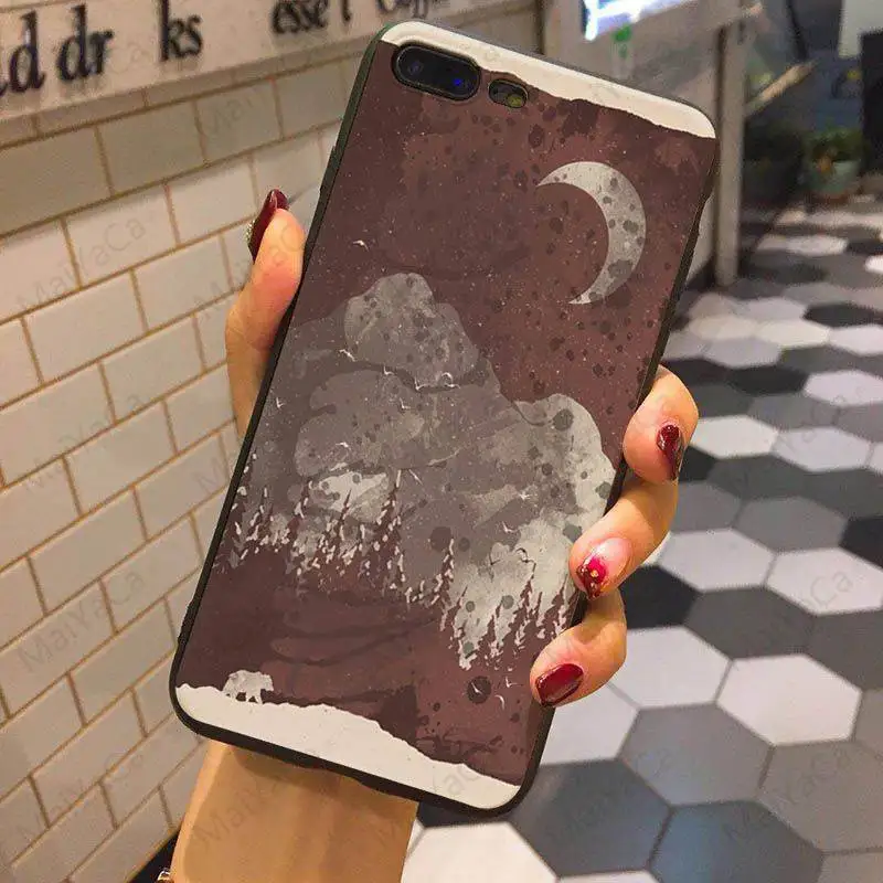 Мягкий чехол для Apple iphone 7 7plus X XS XR XSMax 8 8plus 6s 6 6plus 5 5s SE 12 mini 12pro Max с мраморной горой и