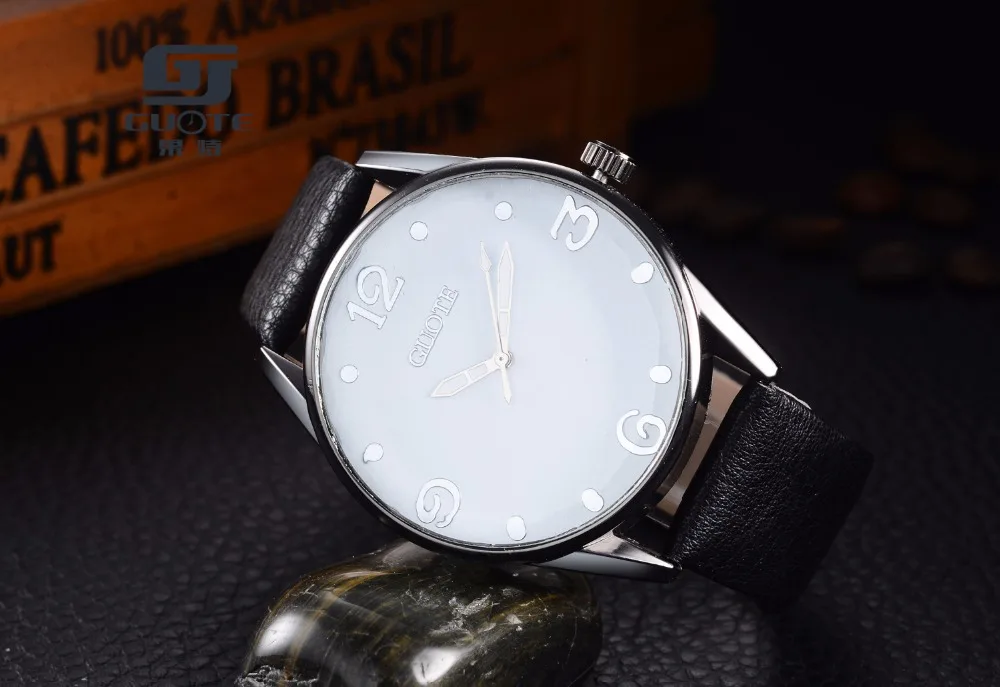 GUOTE оригинальные мужские кварцевые часы Reloj Hombre Кожаные Деловые с хронографом