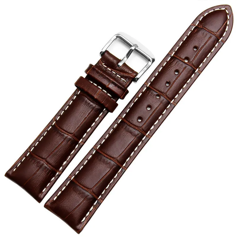 Leather watch band white car line CASIO Seiko CITIZEN leather accessories 18mm 20mm 21mm 22mm no postage. | Наручные часы