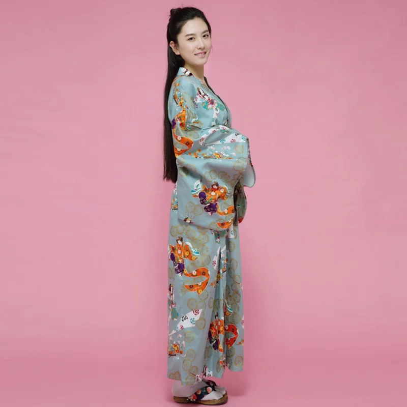 Green kimono female yukata women haori Japan geisha costume obi Japanese traditional dress cosplay TA447 Y | Тематическая одежда и