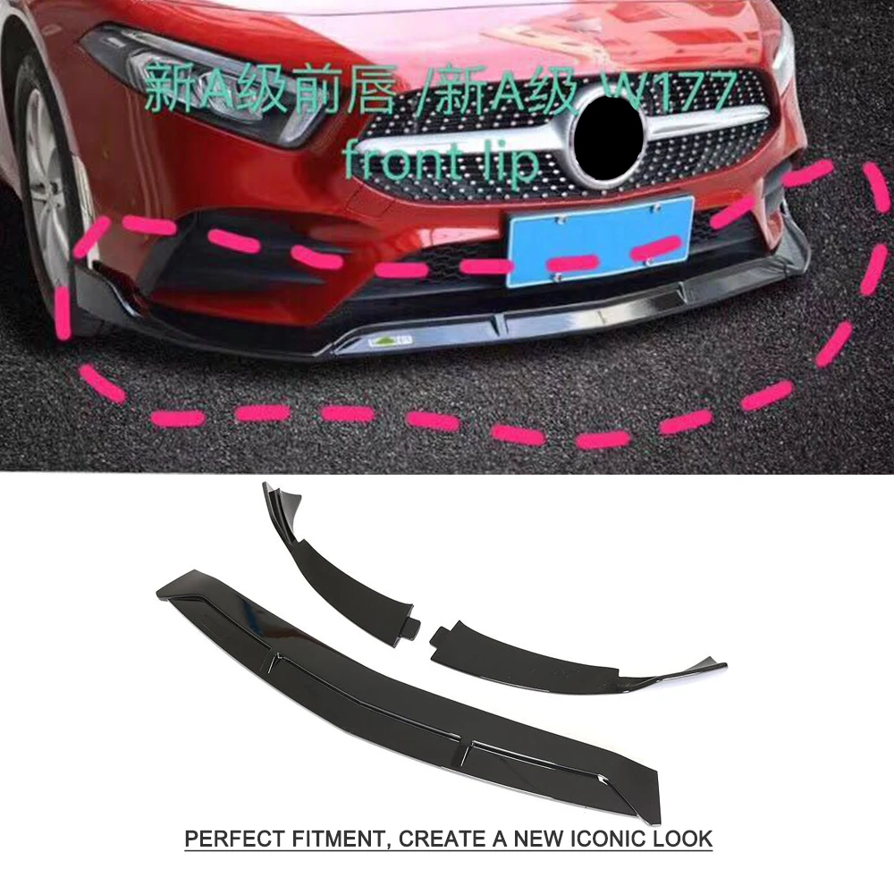 Для W177 авто передний бампер спойлер для Mercedes Benz A Class A180 A200 A45 AMG Sport 2019 Carbon / Black 3