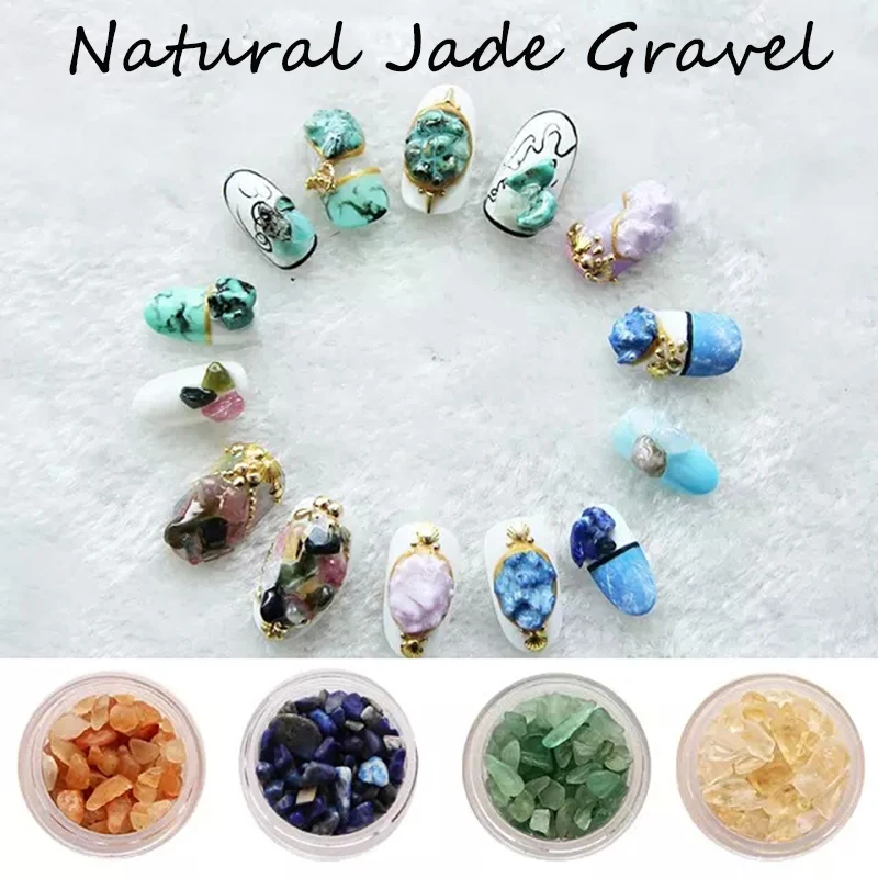 10 г натуральный нефритовый гравий Стразы для дизайна ногтей хрустальный камень в