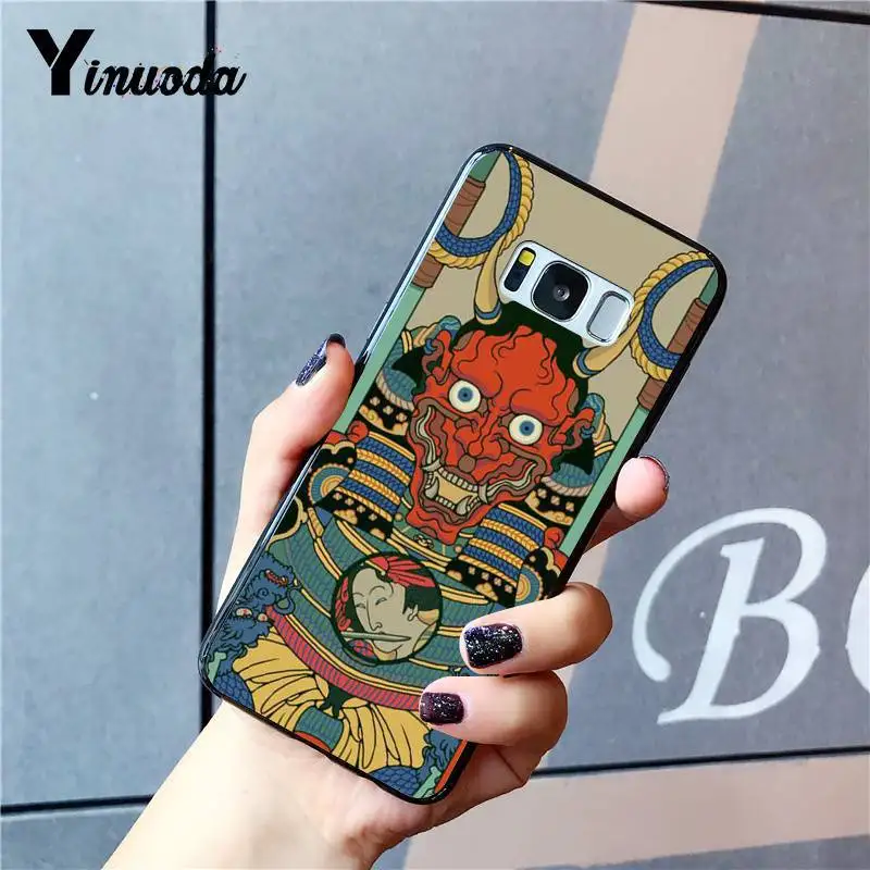 Чехол Yinuoda для телефона с японским художественным рисунком черный мягкий