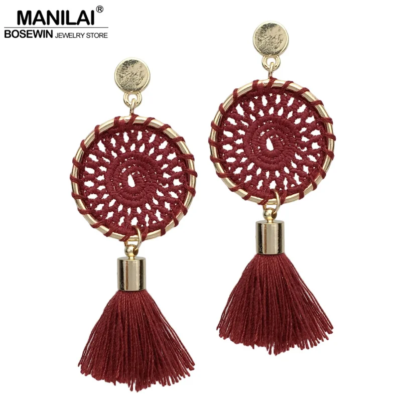 Длинные женские серьги подвески ручной работы MANILAI в богемном стиле|tassel dangle