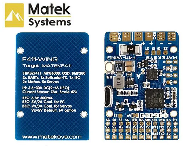 Контроллер полета matek System F411 WING STM32F411 с INAVOSD MPU6000 BMP280 поддержка крыльев