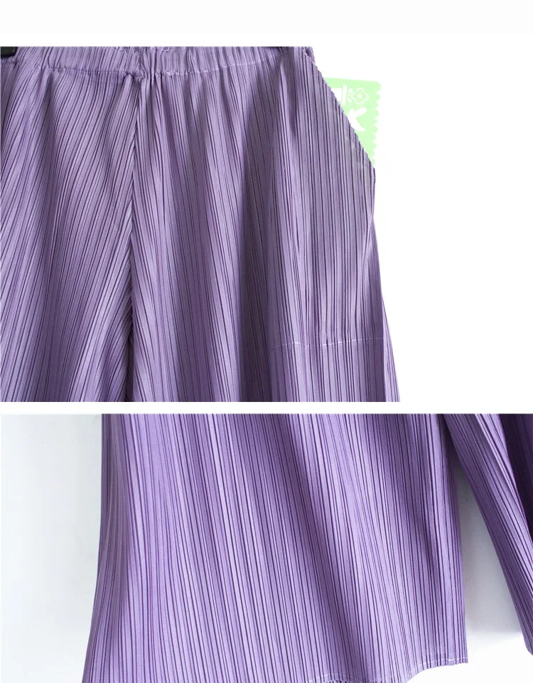 Changpleat свободные женские комплекты Miyak плиссированные модные однотонные свободные штаны и футболки из двух предметов женские костюмы плюс Размеры прилив