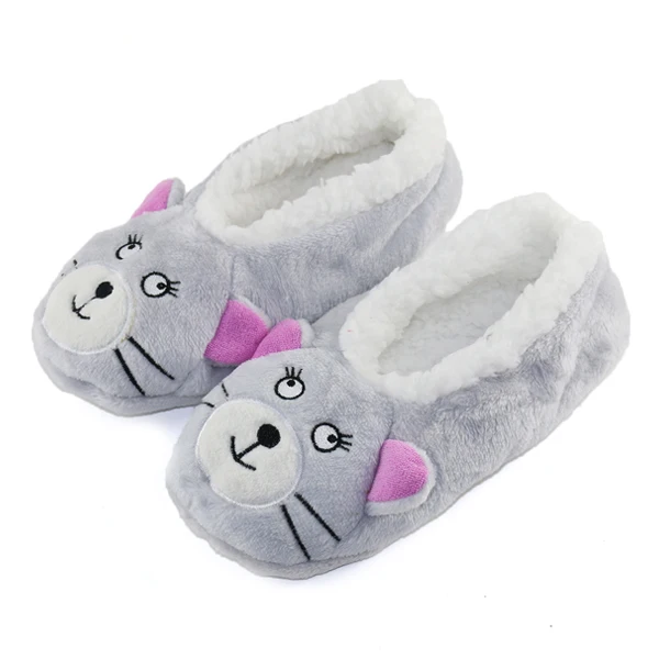 Cat Slippers Женские тапочки; домашняя обувь; зимние теплые домашние тапочки; обувь на плоской подошве; нескользящие разноцветные балетки с милым животным узором на мягкой подошве; большие размеры - Цвет: Cat Slippers