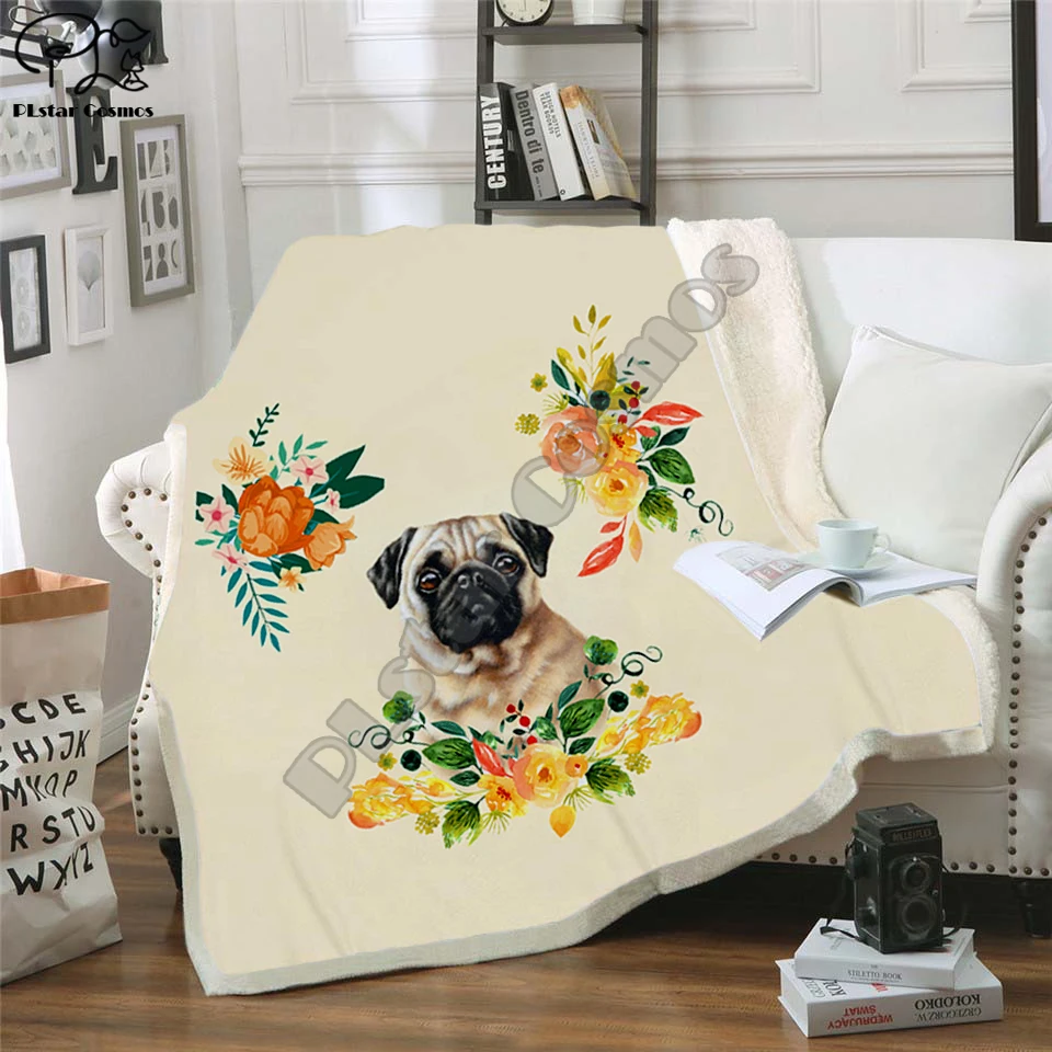 

Plstar Cosmos Pet dog flower puppy funny character Blanket 3D print Sherpa Blanket on Bed Home Textiles Dreamlike style-14