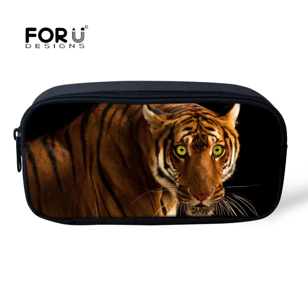 Пенал FORUDESIGNS с 3D принтом тигра канцелярские товары дорожная косметичка на молнии