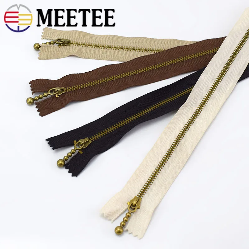 Meetee 10 шт 3 #15/20/30/40 см металлическая молния бронзового цвета закрытый медный