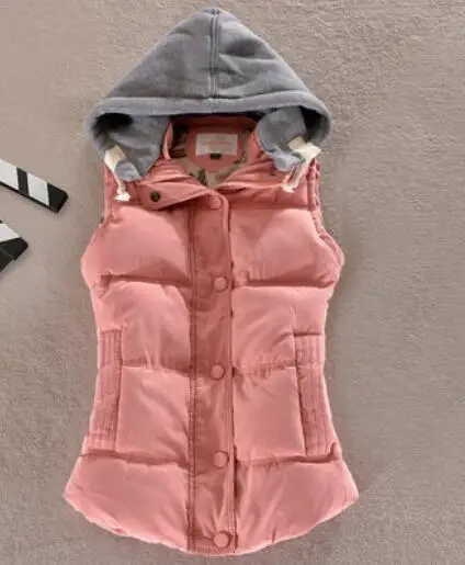 Женский пуховой жилет с капюшоном зимняя теплая куртка из хлопка и шерсти |