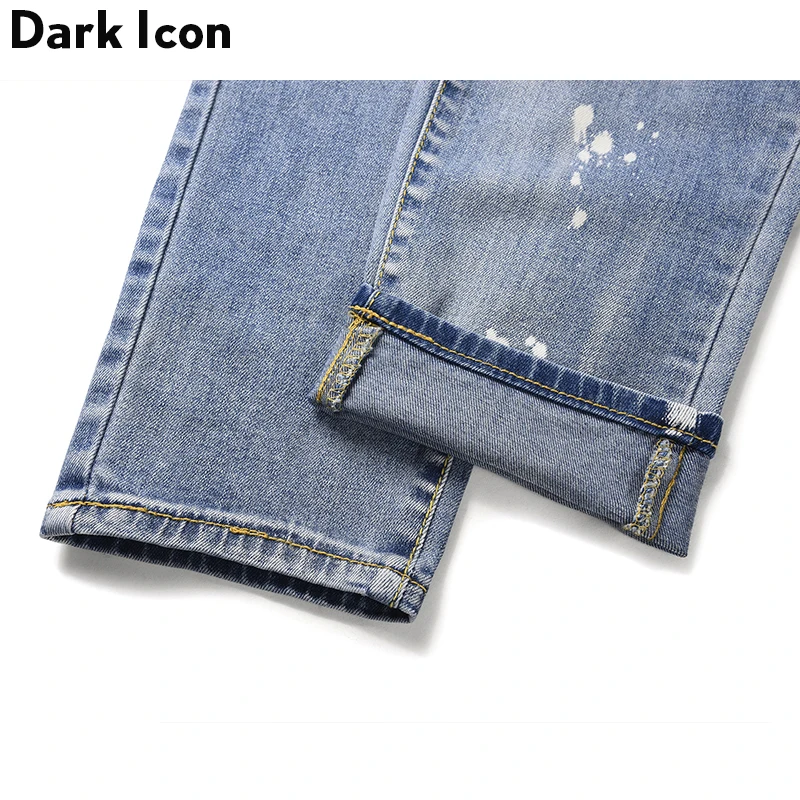 Мужские рваные джинсы Dark Icon черные и Синие с принтом в виде фольги 2019|Мужские